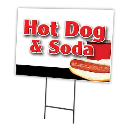 Signmission Hot Dogs & Soda Combo Yard & Stake outdoor plastic coroplast window, C-2436-DS-Hot Dogs & Soda Combo C-2436-DS-Hot Dogs & Soda Combo